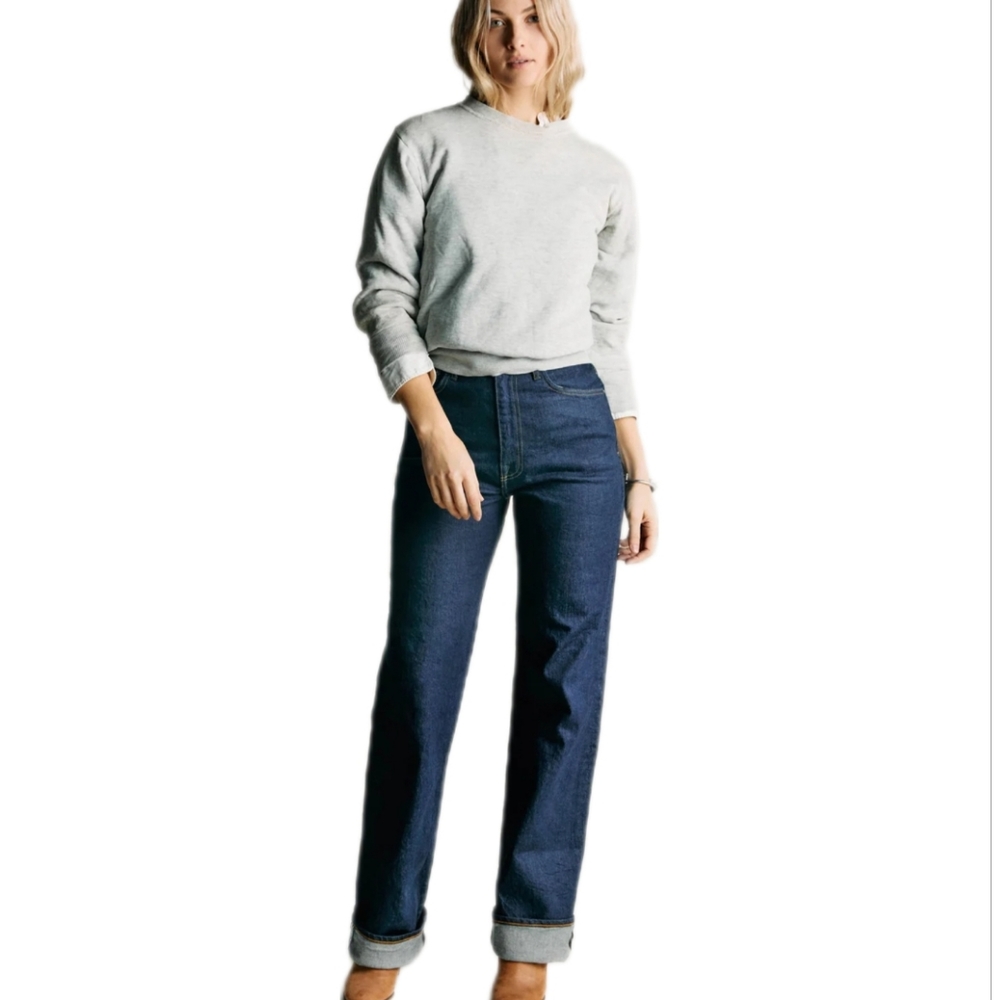 Imogene + Willie Catherine Indigo selvage super high-rise wide leg denim jeans.